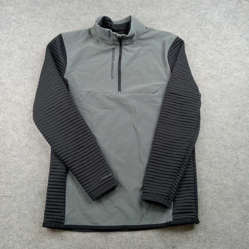 Under Armour Pullover Mens Small Black Gray 1/4 Zip Long Sleeve Golf Top 1360513